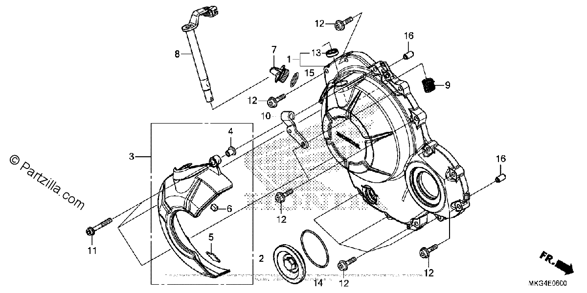 Diagrama de RIGHT CRANKCASE COVER
