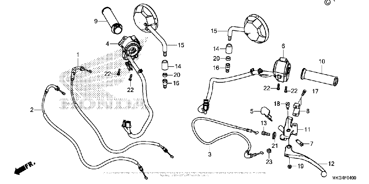 Diagrama de HANDLE LEVER SWITCH CABLE MIRROR