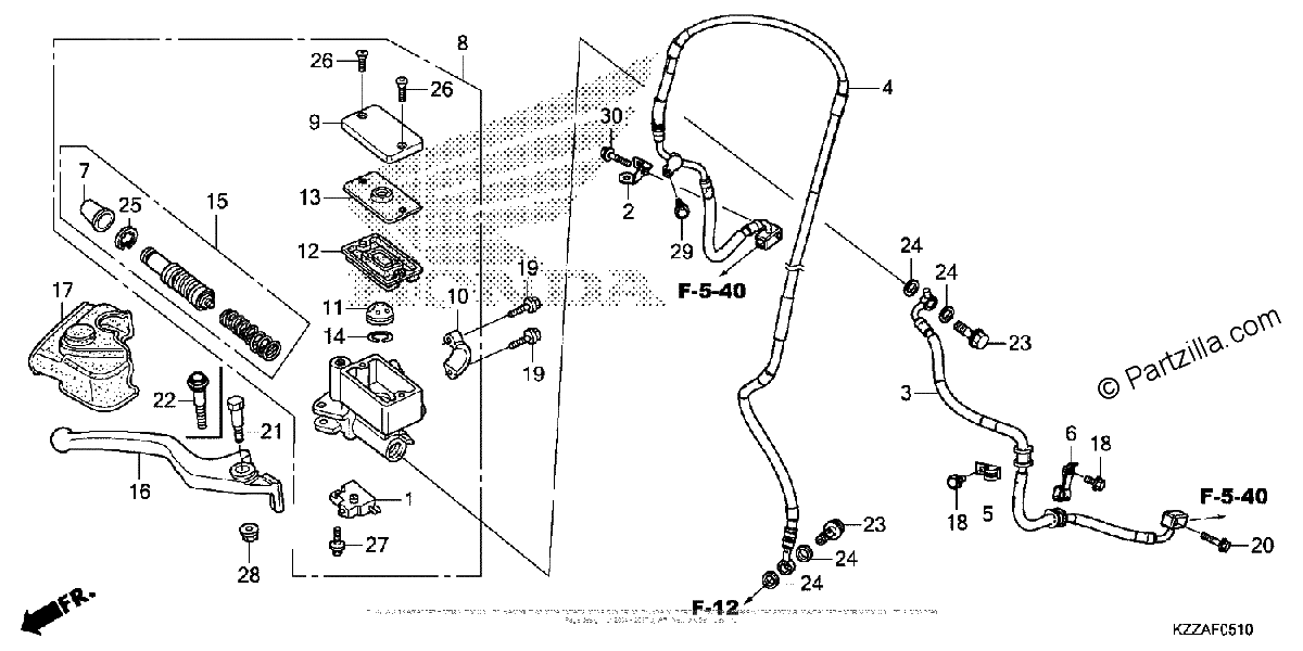 Diagrama de FRONT BRAKE MASTER CYLINDER 1