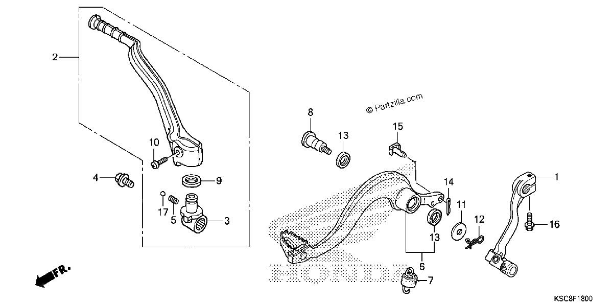 Diagrama de PEDAL KICK STARTER ARM