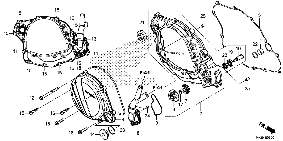 Diagrama de RIGHT CRANKCASE COVER WATER PUMP