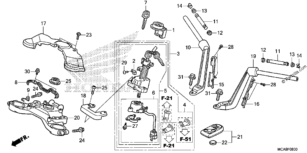 Diagrama de HANDLEBAR TOP BRIDGE