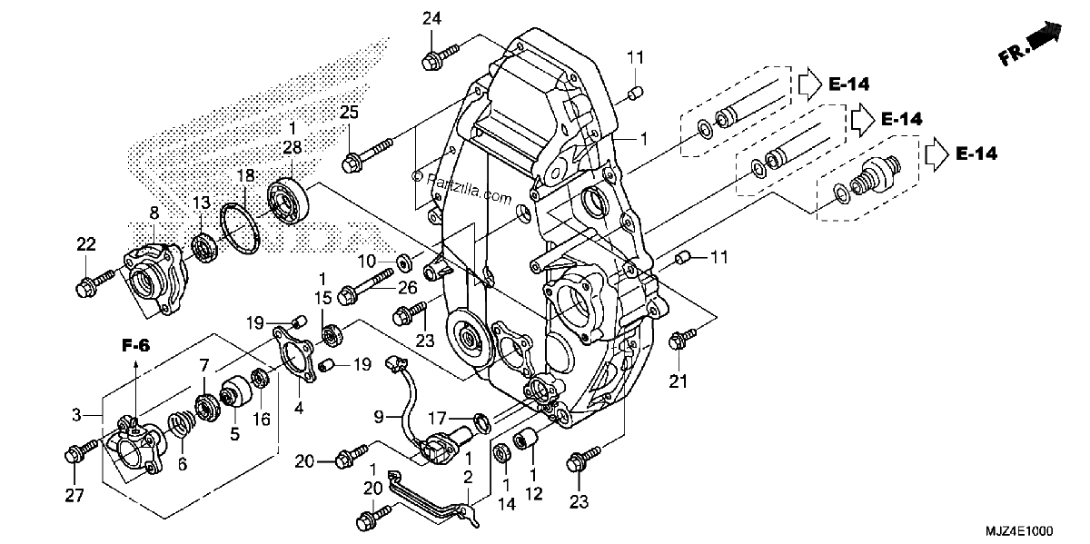 Diagrama de REAR CRANKCASE COVER CLUTCH SLAVE CYLINDER