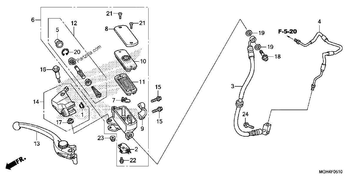 Diagrama de FRONT BRAKE MASTER CYLINDER
