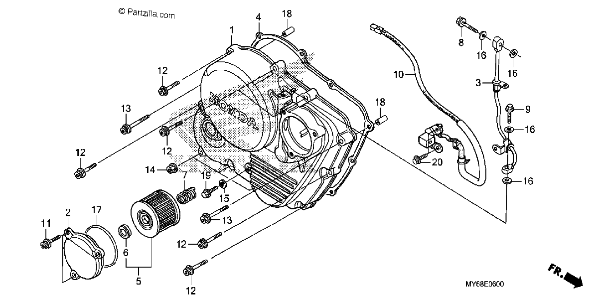 Diagrama de RIGHT CRANKCASE COVER