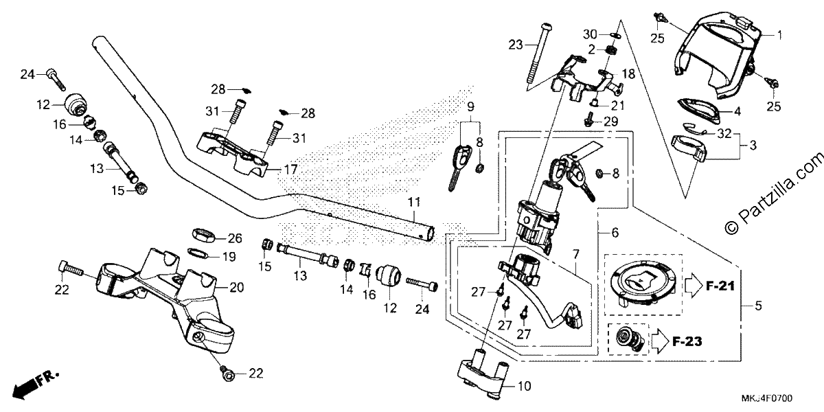 Diagrama de HANDLEBAR TOP BRIDGE