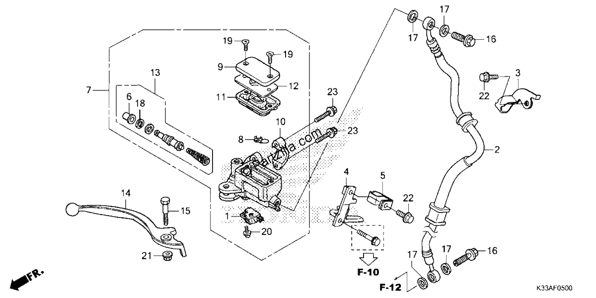 Diagrama de FRONT BRAKE MASTER CYLINDER STANDARD