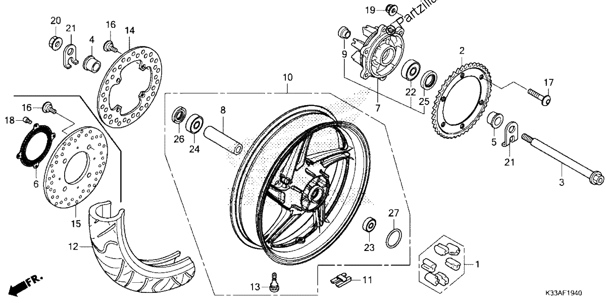 Diagrama de REAR WHEEL