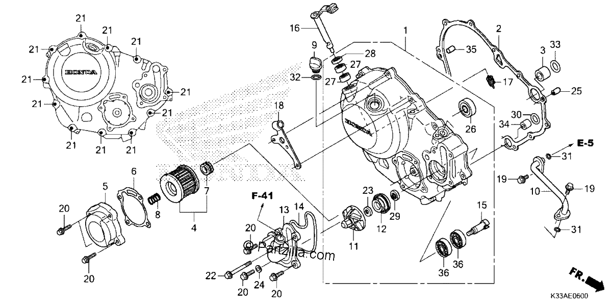 Diagrama de RIGHT CRANKCASE COVER