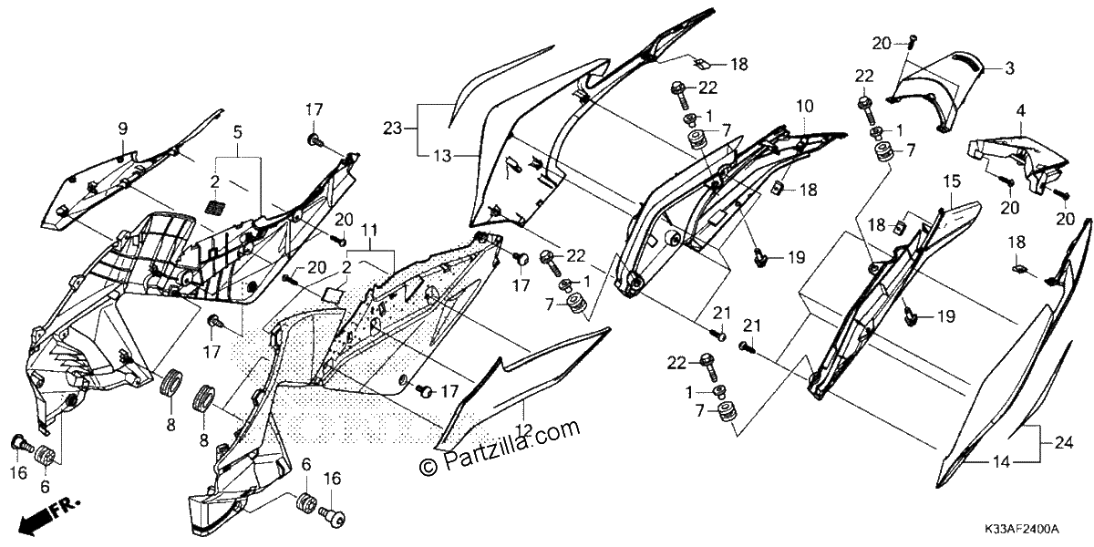 Diagrama de SIDE COVER REAR COWL