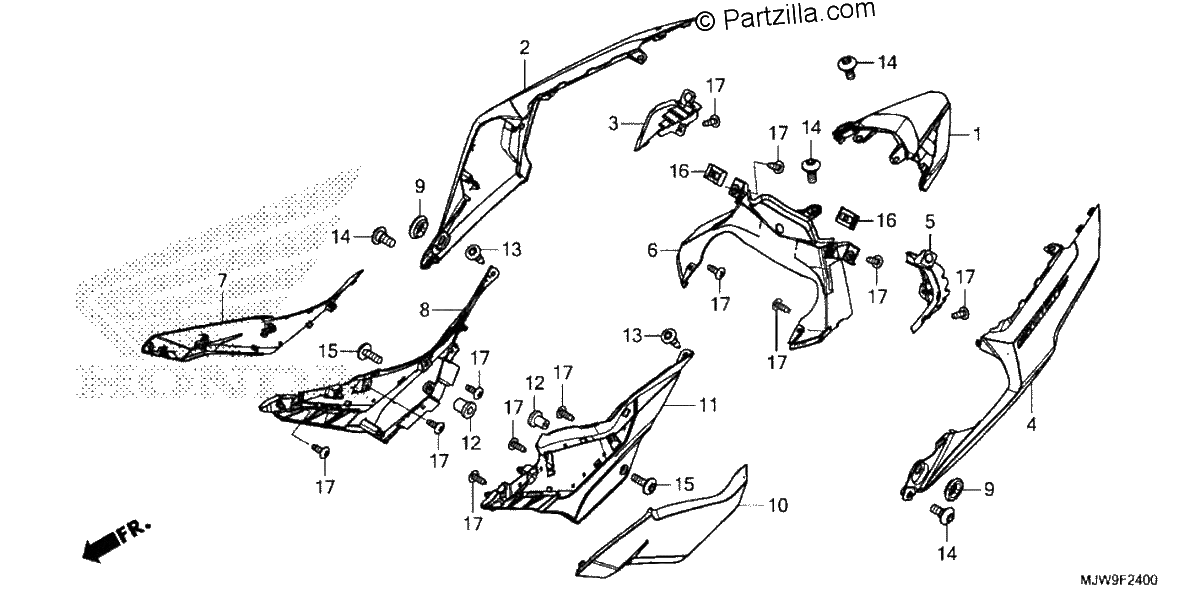 Diagrama de SIDE COVER REAR COWL
