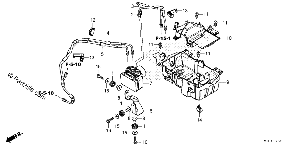 Diagrama de ABS MODULATOR TRAY