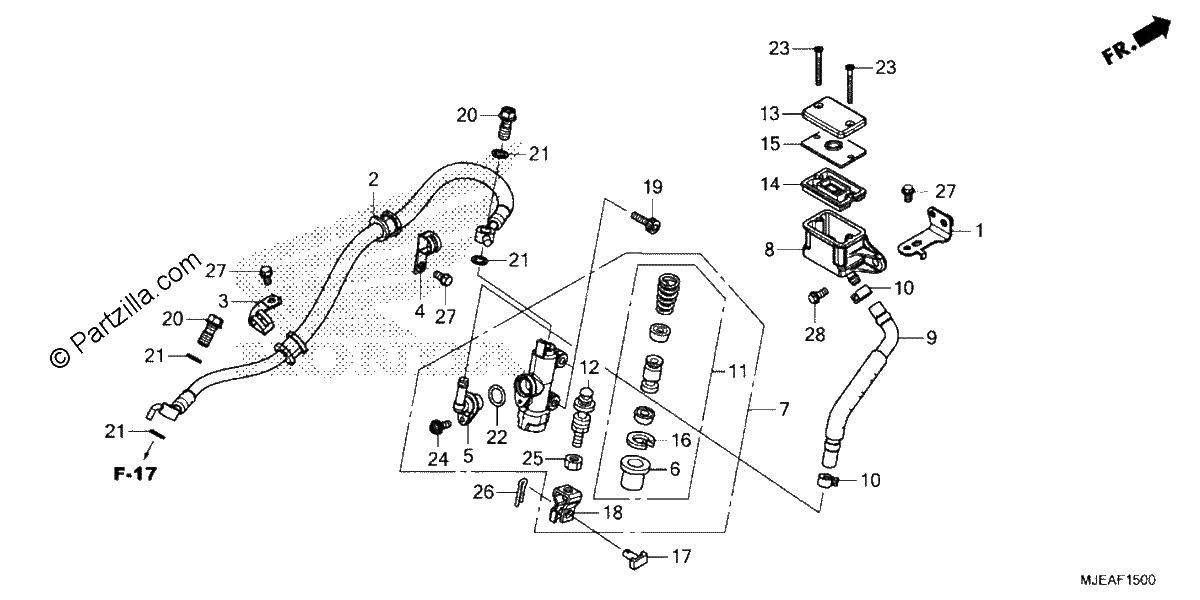 Diagrama de REAR BRAKE MASTER CYLINDER 1