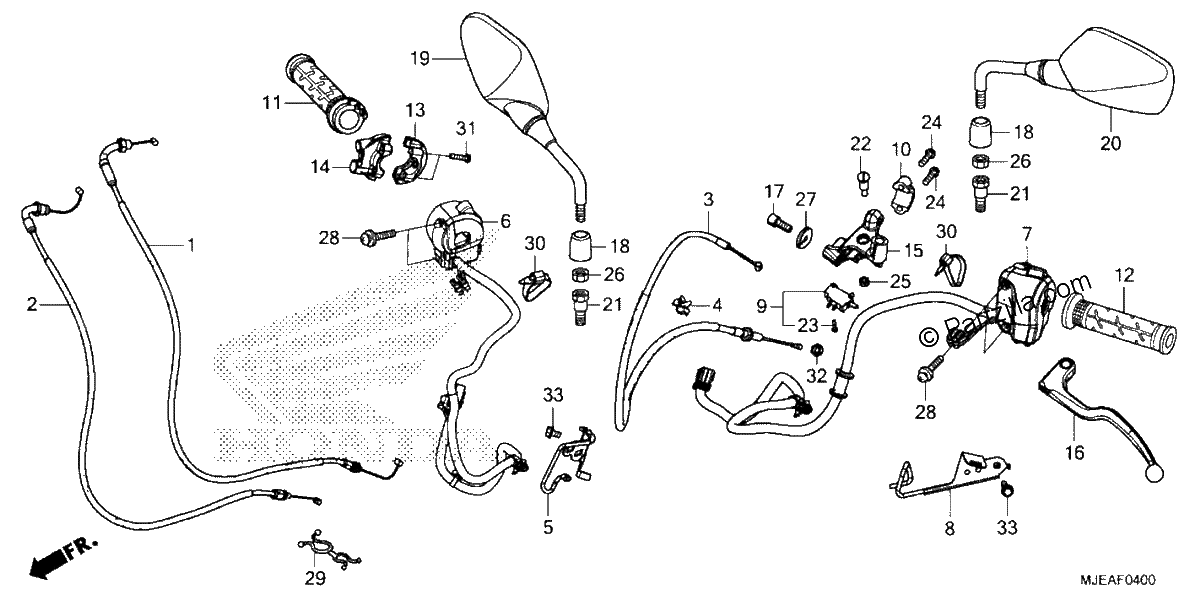 Diagrama de HANDLE LEVER SWITCH CABLE MIRROR
