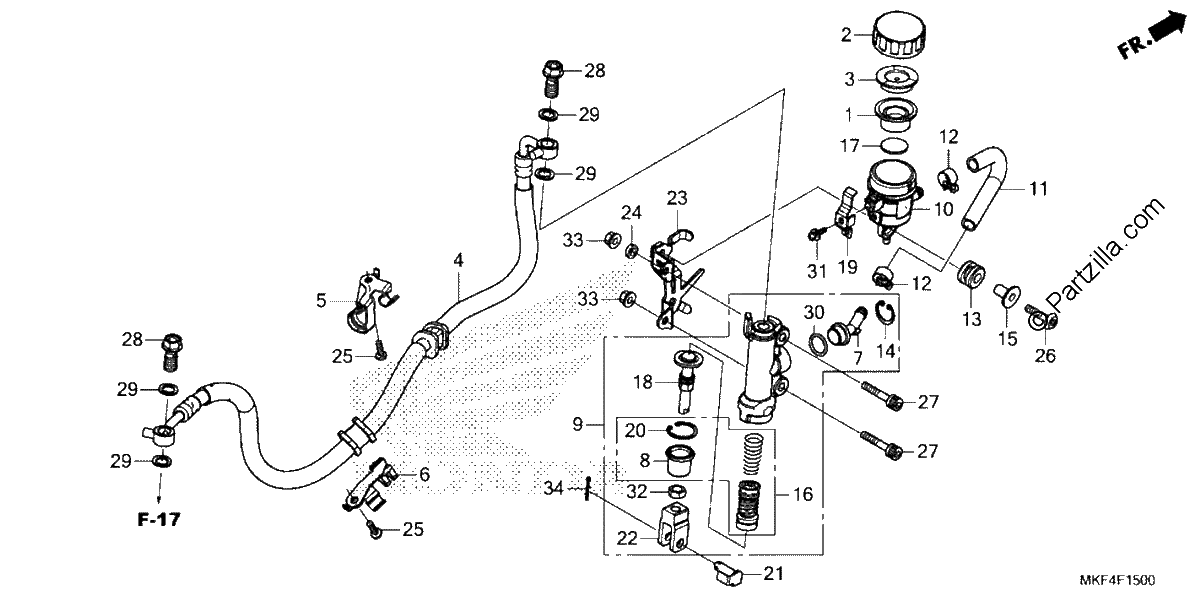 Diagrama de REAR BRAKE MASTER CYLINDER 1