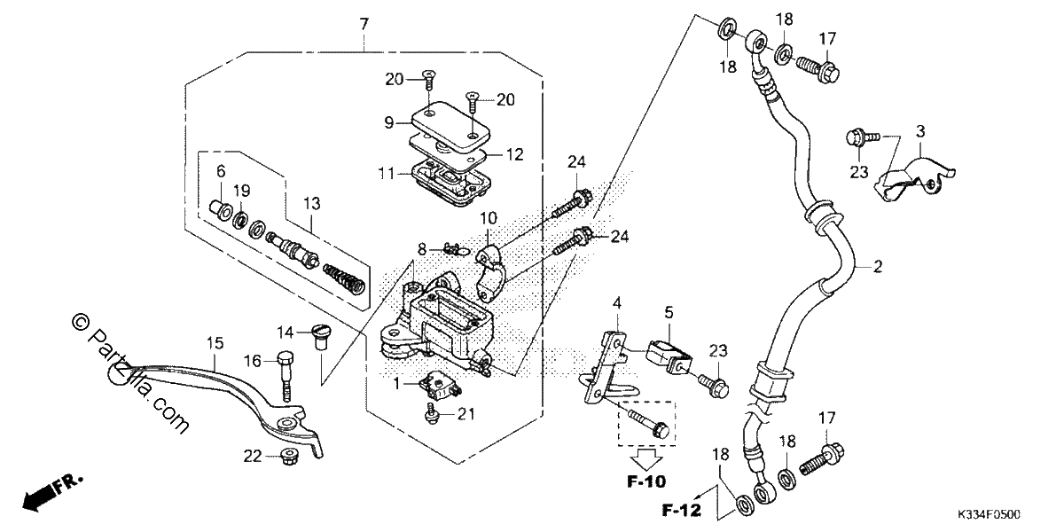 Diagrama de FRONT BRAKE MASTER CYLINDER STANDARD