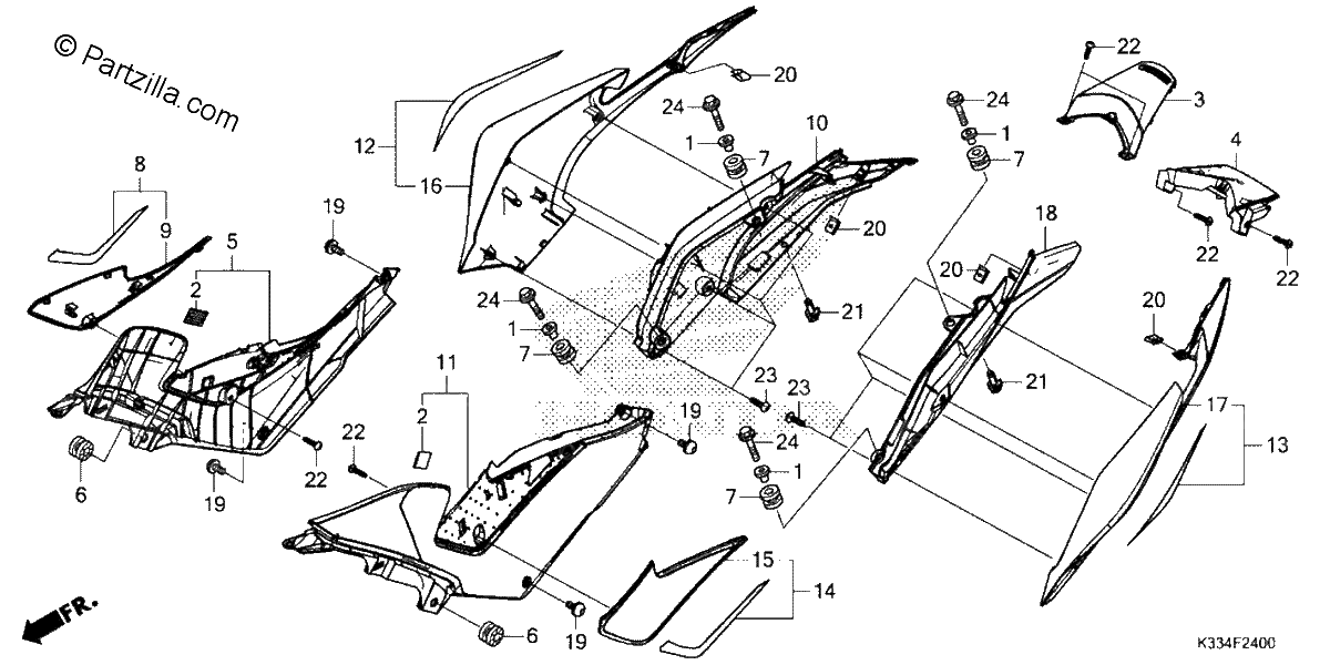 Diagrama de SIDE COVER REAR COWL