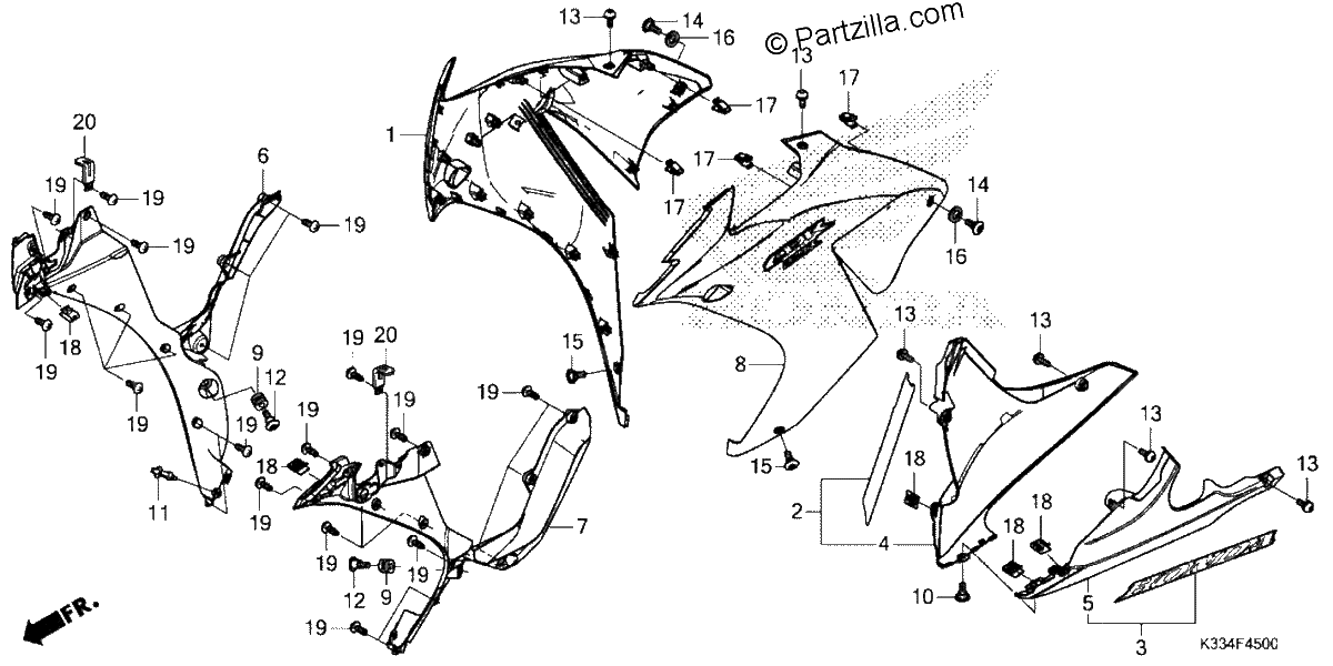 Diagrama de MIDDLE COWL UNDER COWL