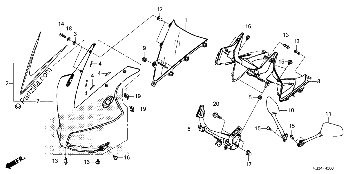 Diagrama de UPPER COWL