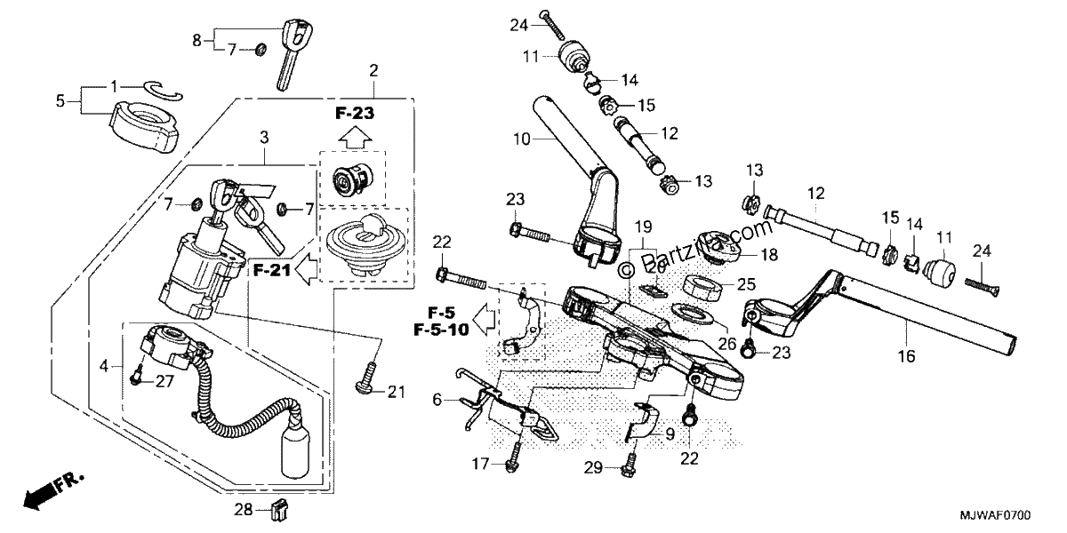Diagrama de HANDLEBAR TOP BRIDGE