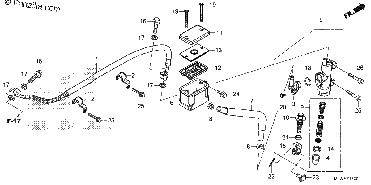 Diagrama de REAR BRAKE MASTER CYLINDER 1