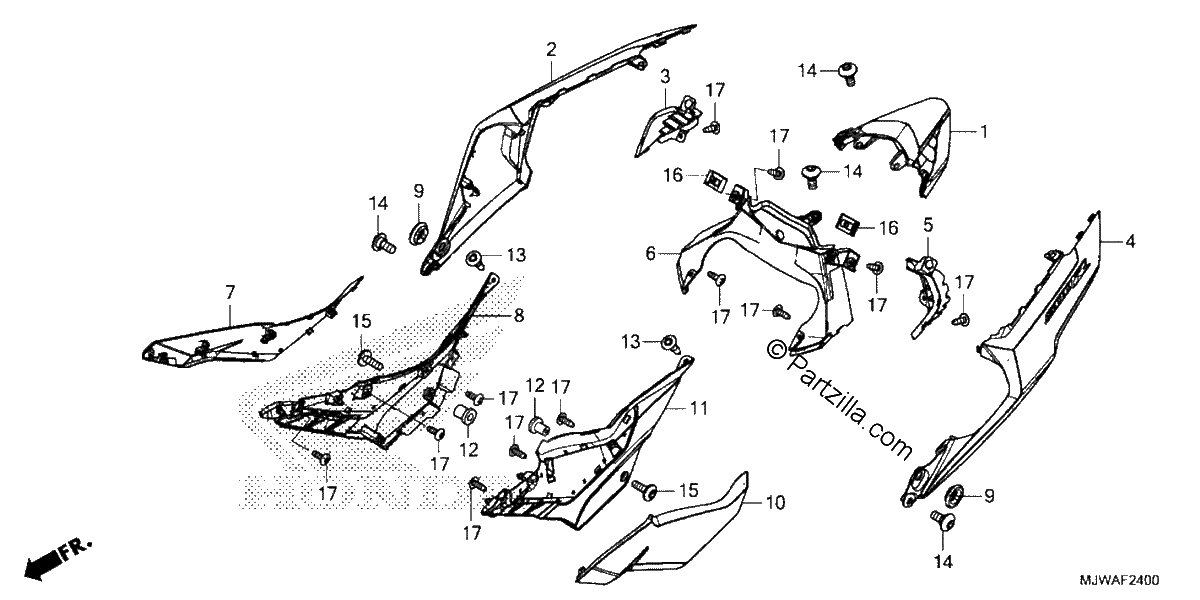 Diagrama de SIDE COVER REAR COWL