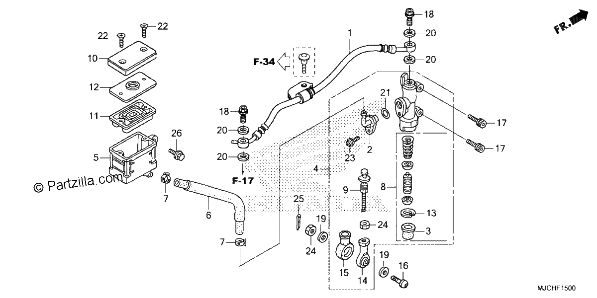 Diagrama de REAR BRAKE MASTER CYLINDER 1