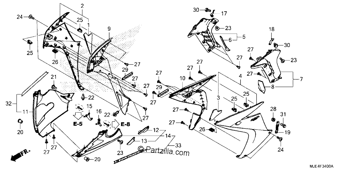 Diagrama de MIDDLE COWL UNDER COWL