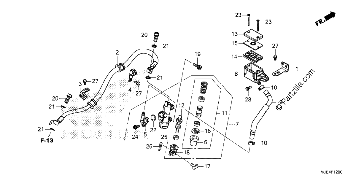 Diagrama de REAR BRAKE MASTER CYLINDER 1