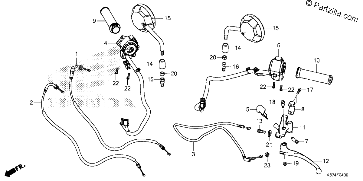 Diagrama de HANDLE LEVER SWITCH CABLE MIRROR