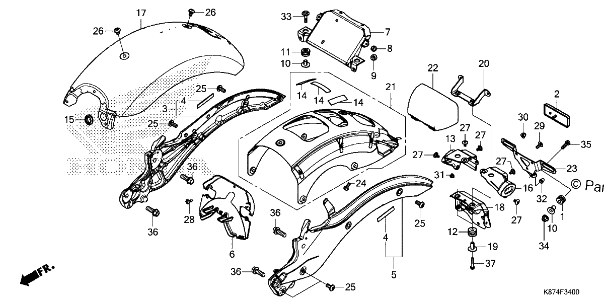 Diagrama de REAR FENDER 1