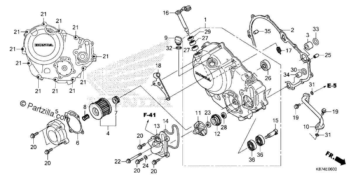 Diagrama de RIGHT CRANKCASE COVER