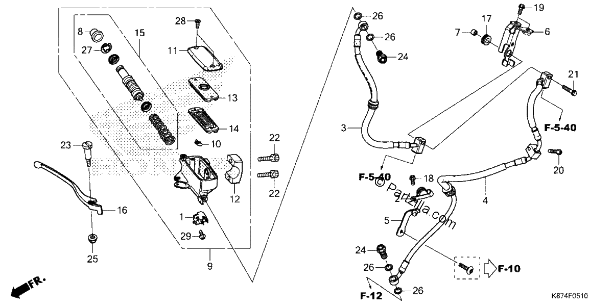 Diagrama de FRONT BRAKE MASTER CYLINDER 2