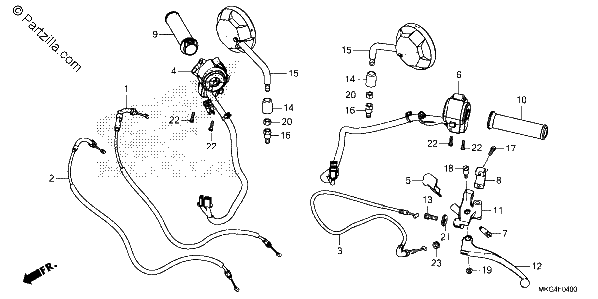 Diagrama de HANDLE LEVER SWITCH CABLE MIRROR