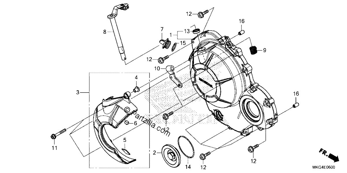 Diagrama de RIGHT CRANKCASE COVER