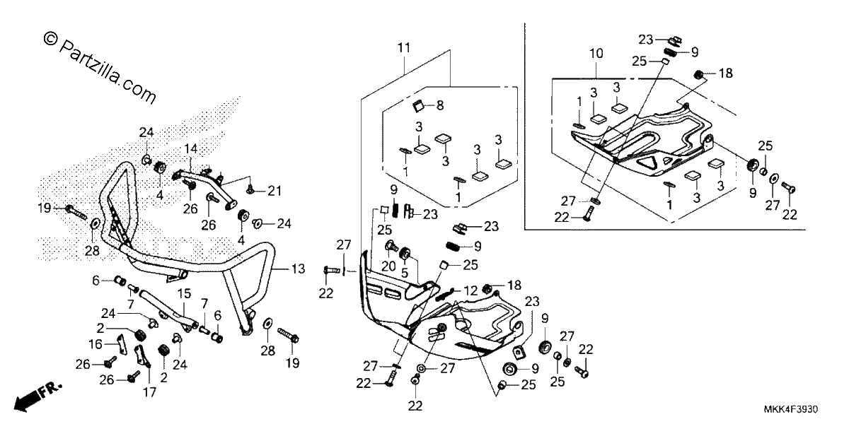 Diagrama de FRONT SIDE PIPE SKID PLATE