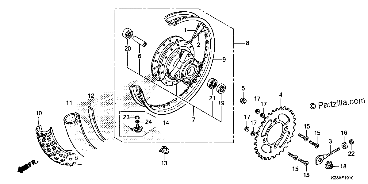 Diagrama de REAR WHEEL