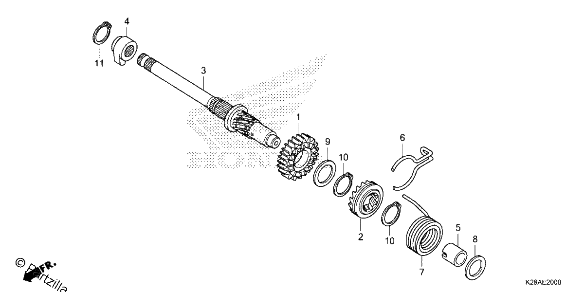Diagrama de KICK STARTER SPINDLE