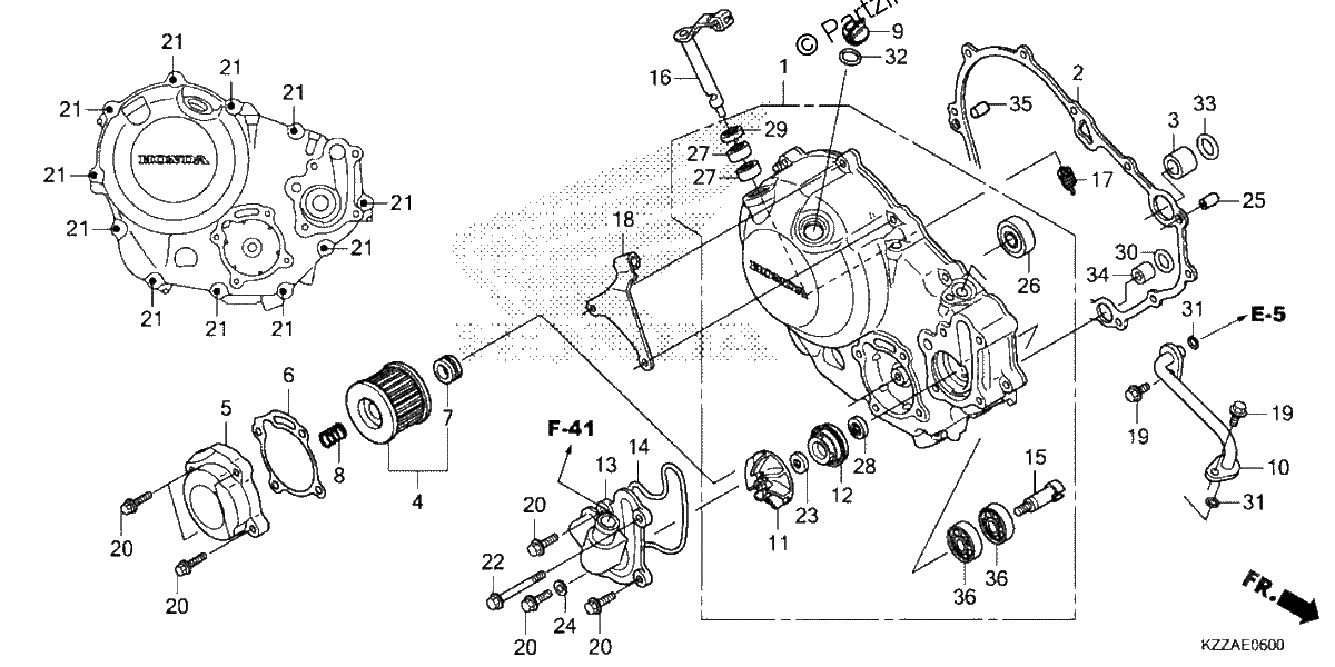 Diagrama de RIGHT CRANKCASE COVER