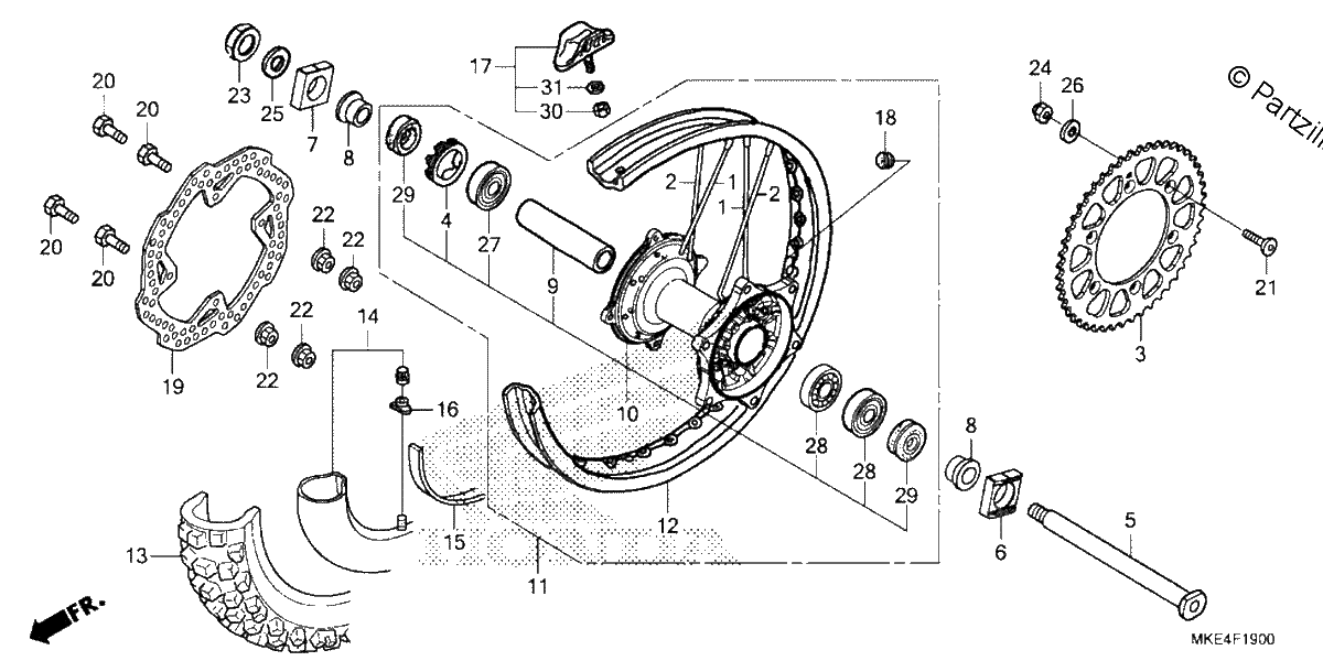 Diagrama de REAR WHEEL