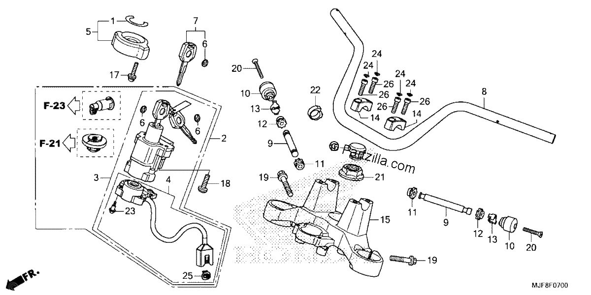 Diagrama de HANDLEBAR TOP BRIDGE