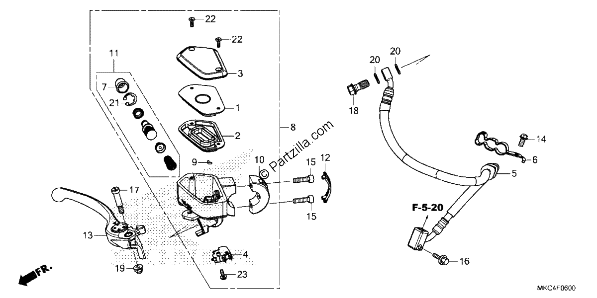 Diagrama de FRONT BRAKE MASTER CYLINDER