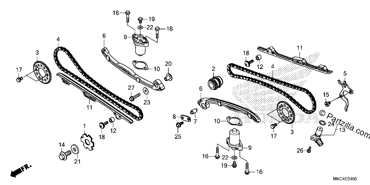Diagrama de CAM CHAIN TENSIONER