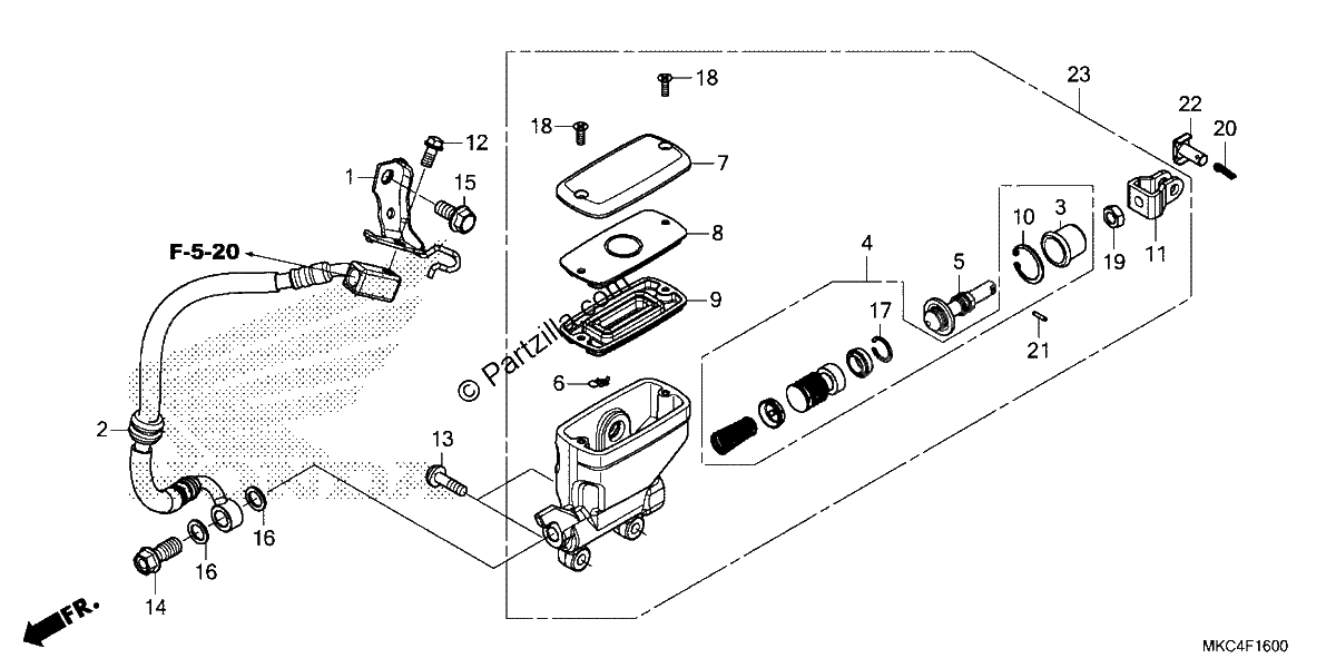 Diagrama de REAR BRAKE MASTER CYLINDER