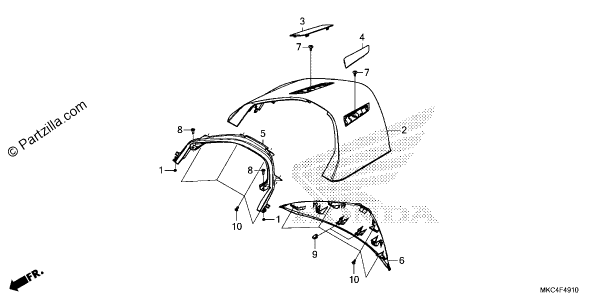 Diagrama de REAR CENTER TOP COVER