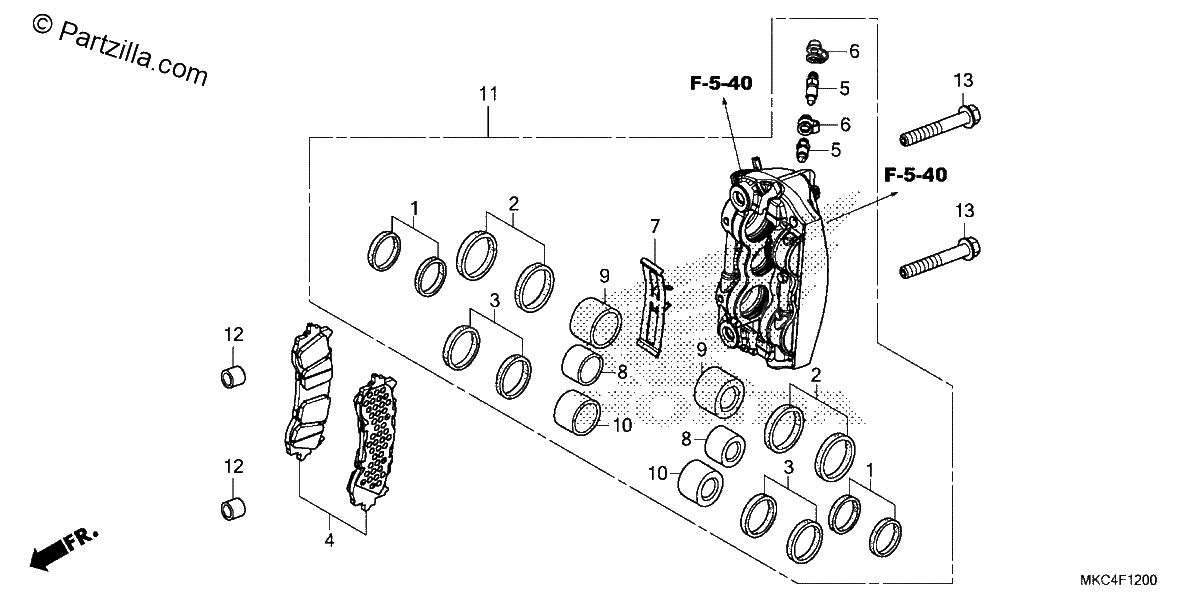 Diagrama de RIGHT FRONT BRAKE CALIPER