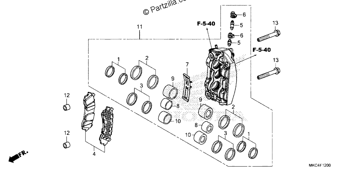 Diagrama de RIGHT FRONT BRAKE CALIPER