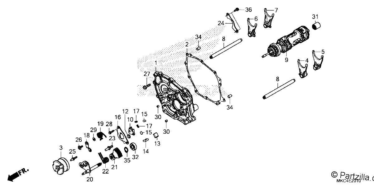 Diagrama de SHIFT DRUM SHIFT FORK DCT