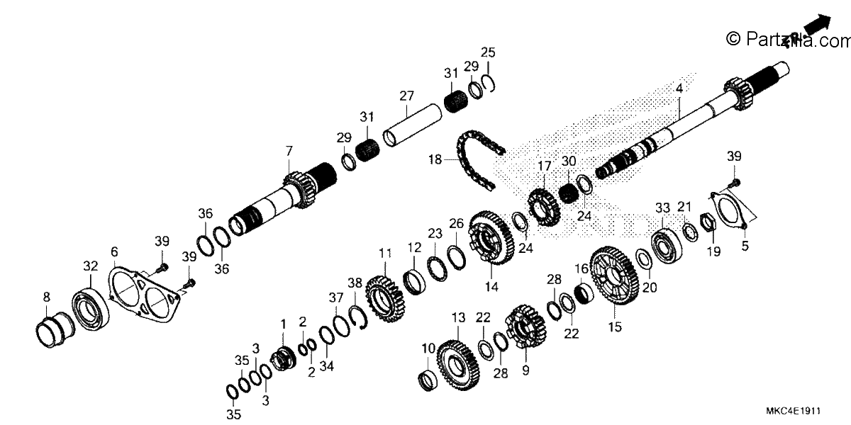 Diagrama de TRANSMISSION MAINSHAFT DCT