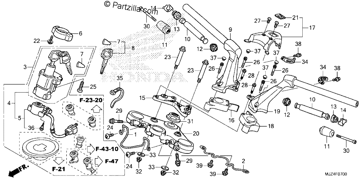 Diagrama de HANDLEBAR TOP BRIDGE